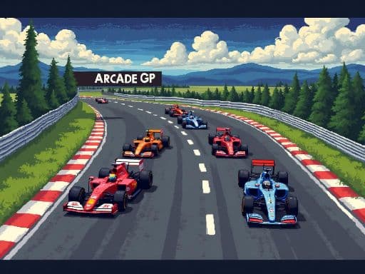 ARCADE GP is a retro-style top-down Formula 1 racing game with strategic tire management and pit stop mechanics. Race against AI opponents, manage tire wear, and make tactical decisions to claim victory!
